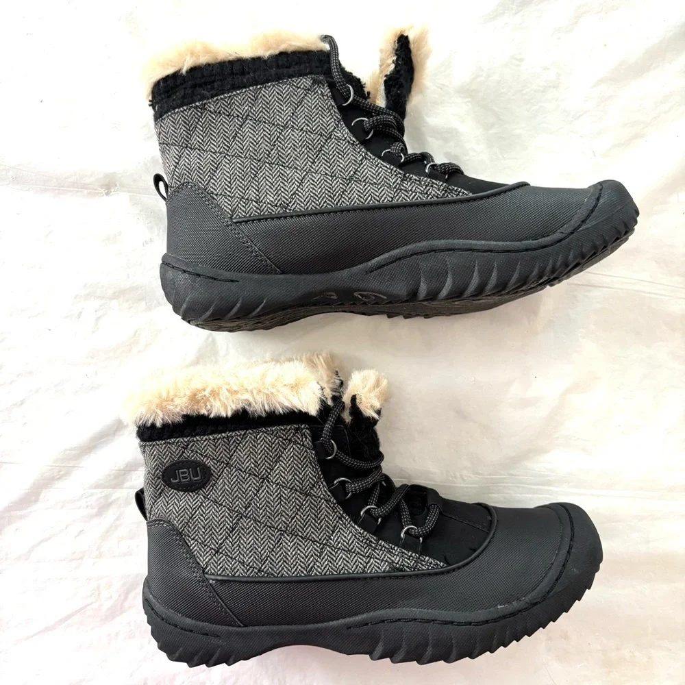 NWOT JAMBU Jane black gray boots Faux Fur Southgate winter SZ 9 M
